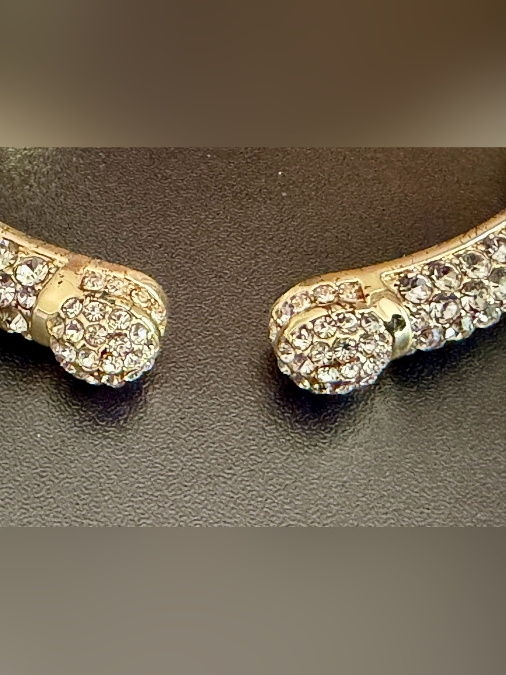 JOAN BOYCE HINGED CUFF BRACELET WITH CLEAR PAVE CRYSTALS